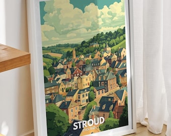 Stroud travel print - England, Stroud travel poster, England travel poster, United Kingdom wall art, British art decor