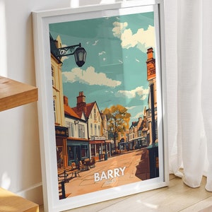 Barry travel print - Wales, Barry travel poster, Wales travel poster, United Kingdom cityscape wall art, Wales city art decor