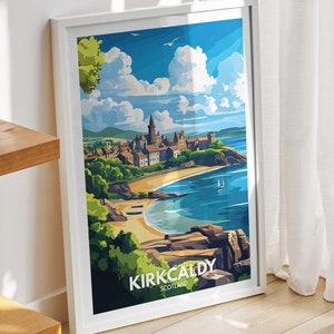 Kirkcaldy travel print - Scotland, Kirkcaldy travel poster, Scotland travel poster, United Kingdom wall art, Scottish art decor