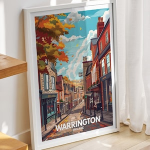 Warrington travel print -  England ,Warrington art poster, England   travel poster, United Kingdom wall art, English art  decor