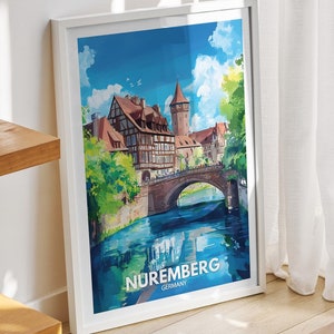 Nuremberg travel print - Germany, Nuremberg travel poster, Germany travel poster, Germany cityscape wall art, unique city art decor
