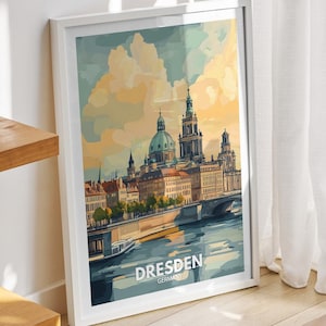Dresden travel print - Germany, Dresden travel poster, Germany travel poster, Germany cityscape wall art, unique city art decor