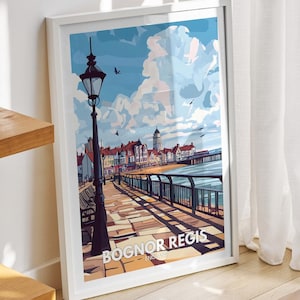 Bognor Regis travel print - England, Bognor Regis travel poster, England travel poster, United Kingdom wall art, British art decor