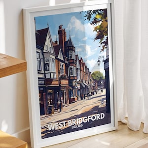 West Bridgford travel print - England, West Bridgford travel poster, England travel poster, United Kingdom wall art, British art decor
