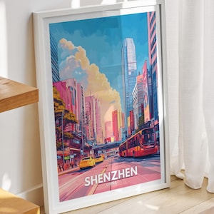Shenzhen travel print - China, Shenzhen travel poster, China travel poster, China cityscape wall art, unique city art decor