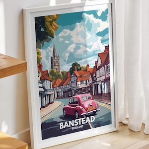Banstead travel print - England, Banstead travel poster, England travel poster, United Kingdom wall art, British art decor