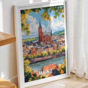 Mainz travel print - Germany, Mainz travel poster, Germany travel poster, Germany cityscape wall art, unique city art decor