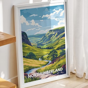 Northumberland National Park print - Northumberland, Northumberland travel art poster, Northumberland wall art decor