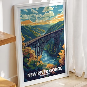 New River Gorge National Park print - New River Gorge, New River Gorge travel art poster, New River Gorge wall art decor