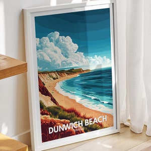 Dunwich Beach print - Suffolk, Dunwich Beach poster, Suffolk travel art poster, Natural Beach wall art, UK seaside art decor