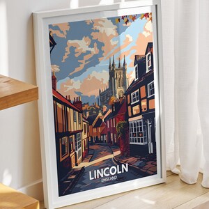 Lincoln travel  print -  England , Lincoln art poster, England  travel poster, United Kingdom wall art, English art  decor