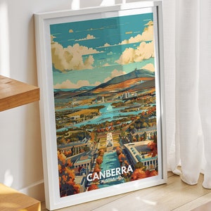 Canberra  travel print - Australia, Canberra  travel poster, Australia travel poster, Australia cityscape wall art, unique city art decor