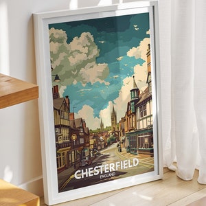 Chesterfield  art print -  England , Chesterfield  art poster, England  travel poster, United Kingdom wall art, English art  decor