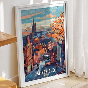 Sheffield art print - England , Sheffield art poster, England travel poster, United Kingdom wall art, English art decor