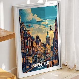 Sheffield travel print -  England , Sheffield  art poster, England  travel poster, United Kingdom wall art, English art  decor