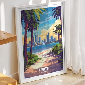 Perth   travel print - Australia, Perth travel poster, Australia travel poster, Australia cityscape wall art, unique city art decor