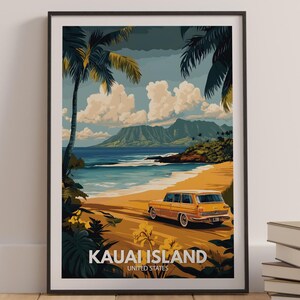 Kauai Island print - United States, Kauai Island poster, United States travel poster, Natural Island wall art, Seaside wall art decor