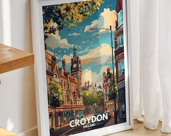 Croydon travel print -  England , Croydon  art poster, England  travel poster, United Kingdom wall art, English art  decor