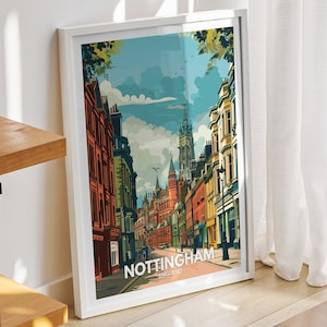 Nottingham travel  print -  England , Nottingham  art poster, England  travel poster, United Kingdom wall art, English art  decor