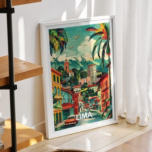 Lima travel print - Peru, Lima travel art poster, Peru travel poster, Peru cityscape wall art, unique city art decor