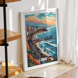 Lima travel print - Peru, Lima travel wall art poster, Peru travel poster, Peru cityscape wall art, unique city art decor