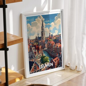 Leuven travel print - Belgium, Leuven travel poster, Belgium travel poster, Belgium cityscape wall art, unique city art decor