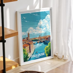 Toulouse travel print - France, Toulouse travel poster, France travel poster, France cityscape wall art, unique city art decor