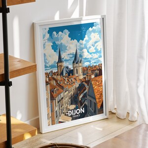 Dijon travel print - France, Dijon travel poster, France travel poster, France cityscape wall art, unique city art decor