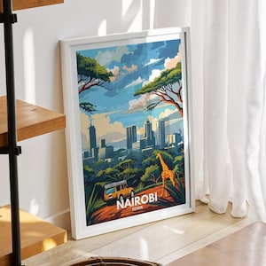 Nairobi art print - Kenya, Nairobi travel poster, Kenya travel poster, Kenya cityscape wall art, unique city art decor