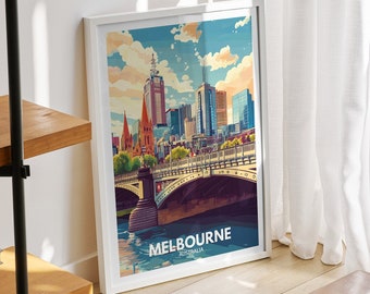Melbourne art print - Australia, Melbourne travel poster, Australia travel poster, Australia cityscape wall art, unique city art decor