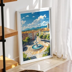 Aix-en-Provence travel print - France, Aix-en-Provence travel poster, France travel poster, France cityscape wall art, unique city art decor