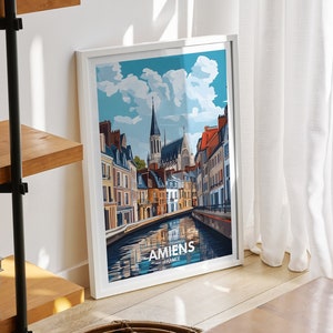 Amiens travel print - France, Amiens travel poster, France travel poster, France cityscape wall art, unique city art decor