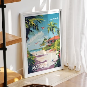 Marco Island print - United States, Marco Island poster, United States travel poster, Natural Island wall art, Seaside art decor