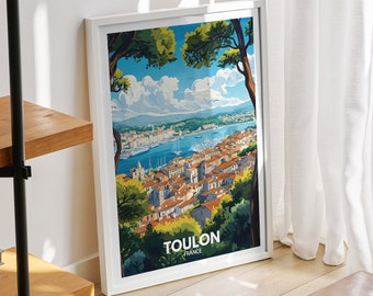 Toulon travel print - France, Toulon travel poster, France travel poster, France cityscape wall art, unique city art decor