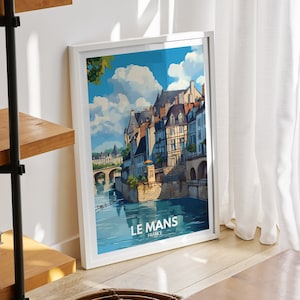 Le Mans  print - France, Le Mans travel poster, France travel poster, France cityscape wall art, unique city art decor