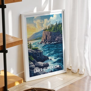 Lake Superior print - United States, Lake Superior poster, United States travel poster, Lake view art decor, Holiday poster
