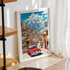 La Paz travel print - Bolivia, La Paz travel poster, Bolivia travel poster, Bolivia cityscape wall art, unique city art decor