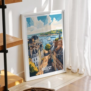 Brest travel print - France, Brest travel poster, France travel poster, France cityscape wall art, unique city art decor
