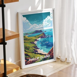 Phillip Island print - Australia, Phillip Island poster, Australia  art poster, Natural Island wall art, Seaside art decor