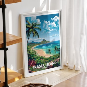Fraser Island print - Australia, Fraser Island poster, Australia travel art poster, Natural Island wall art, Seaside art decor