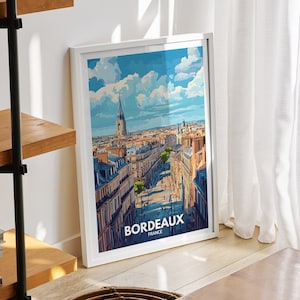 Bordeaux travel print - France, Bordeaux travel poster, France travel poster, France cityscape wall art, unique city art decor