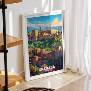 Granada travel print - Spain, Granada travel poster, Spain travel poster, Spain cityscape wall art, unique city decor