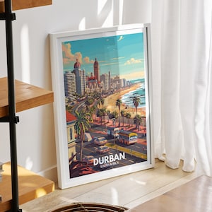 Durban  print - South Africa, Durban travel poster, South Africa travel poster, South Africa cityscape wall art, unique city decor