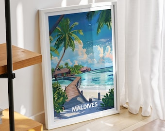 Maldives travel print - Maldives, Maldives travel poster, Maldives poster, Maldives cityscape wall art, unique city art decor