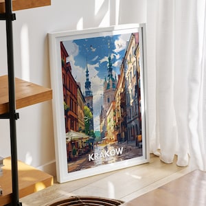 Kraków travel print - Poland, Kraków travel poster, Poland travel poster, Poland cityscape wall art, unique city decor