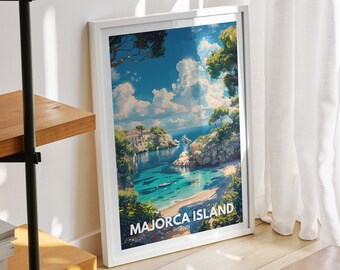 Majorca Island print - Spain, Majorca Island poster, Spain travel poster, Natural Island wall art, Seaside art decor