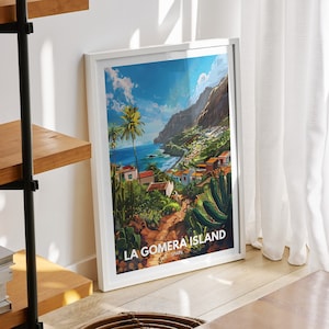 La Gomera Island print - Spain, La Gomera Island poster, Spain travel poster, Natural Island wall art, Seaside art decor