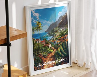 La Gomera Island print - Spain, La Gomera Island poster, Spain travel poster, Natural Island wall art, Seaside art decor