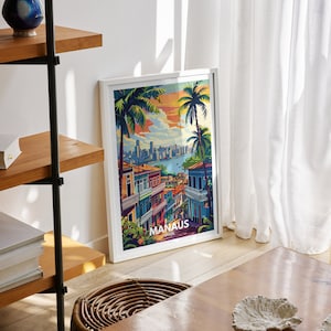 Manaus  print - Brazil, Manaus travel poster, Brazil travel poster, Brazil cityscape wall art, unique city decor