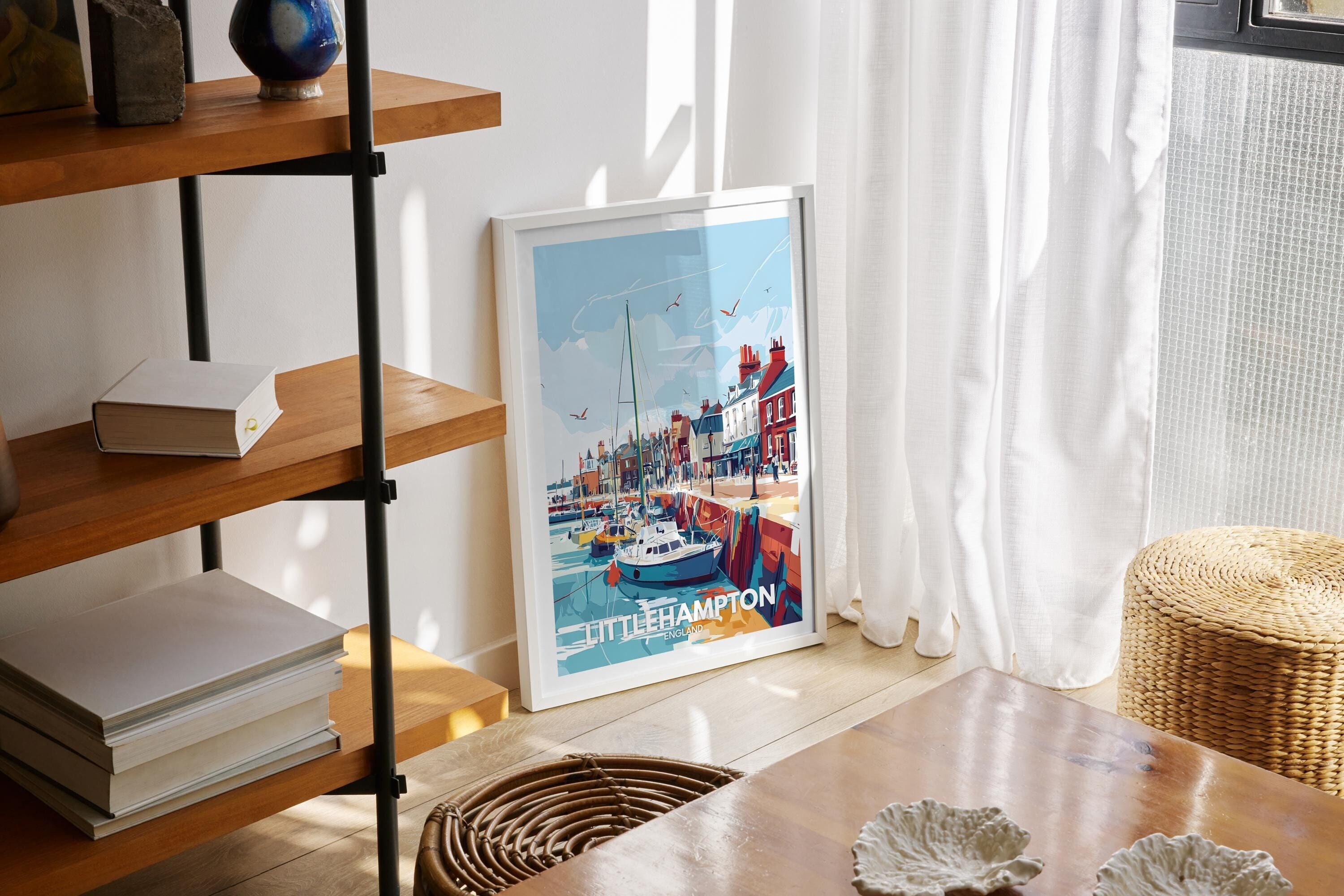 Littlehampton travel print - England, Littlehampton travel poster, England travel poster, United Kingdom wall art, British art decor